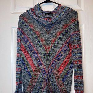 derek heart womans long sleeve medium aztec multi color womans soft long sleeve